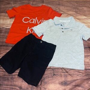 Calvin Klein Kids Red and Gray Shirt Set